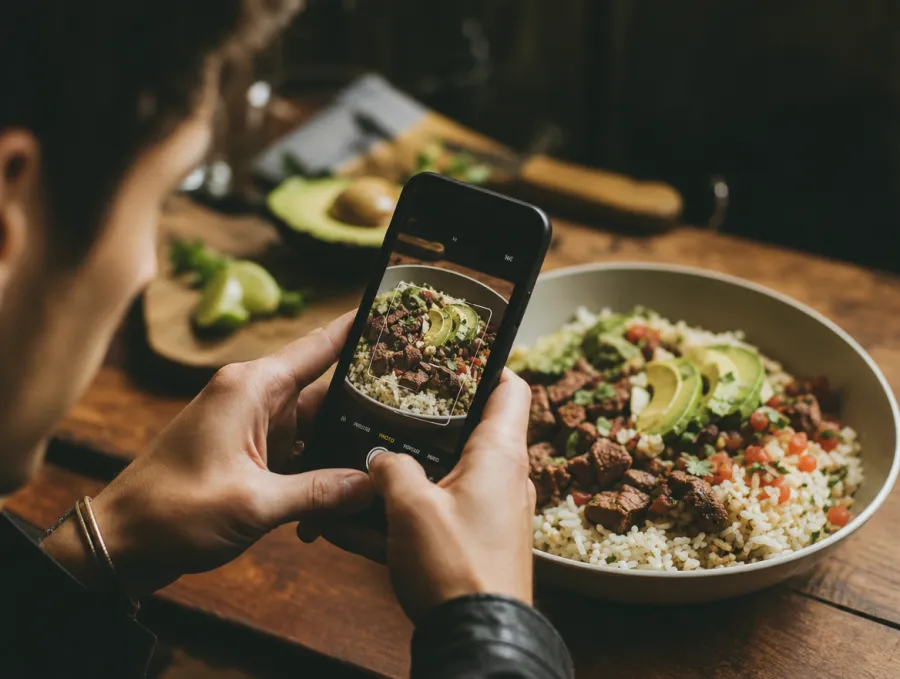 Photographing a meal with a phone